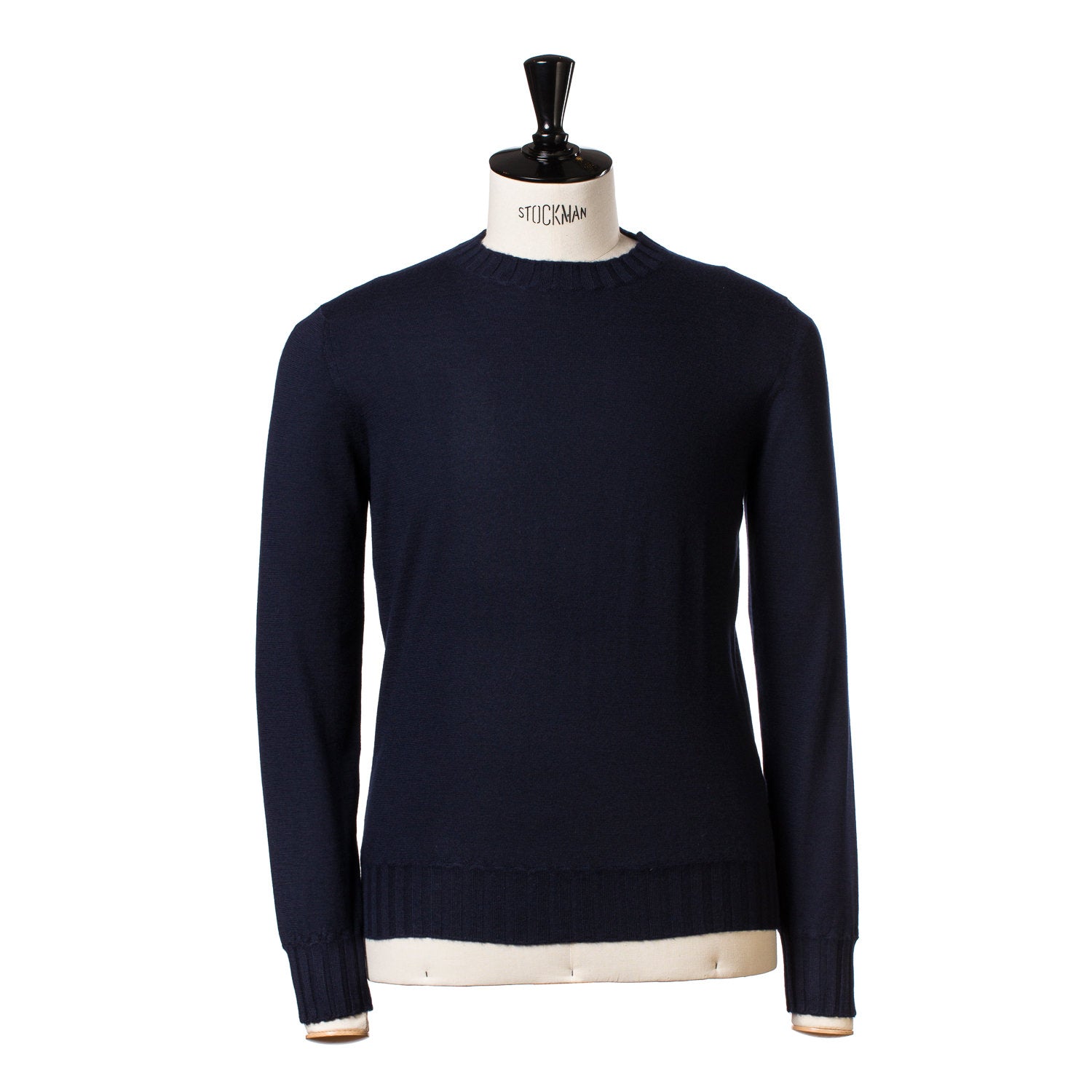 Dark Blue Sweater "Round Rib" made of pure Duvet Cashmere